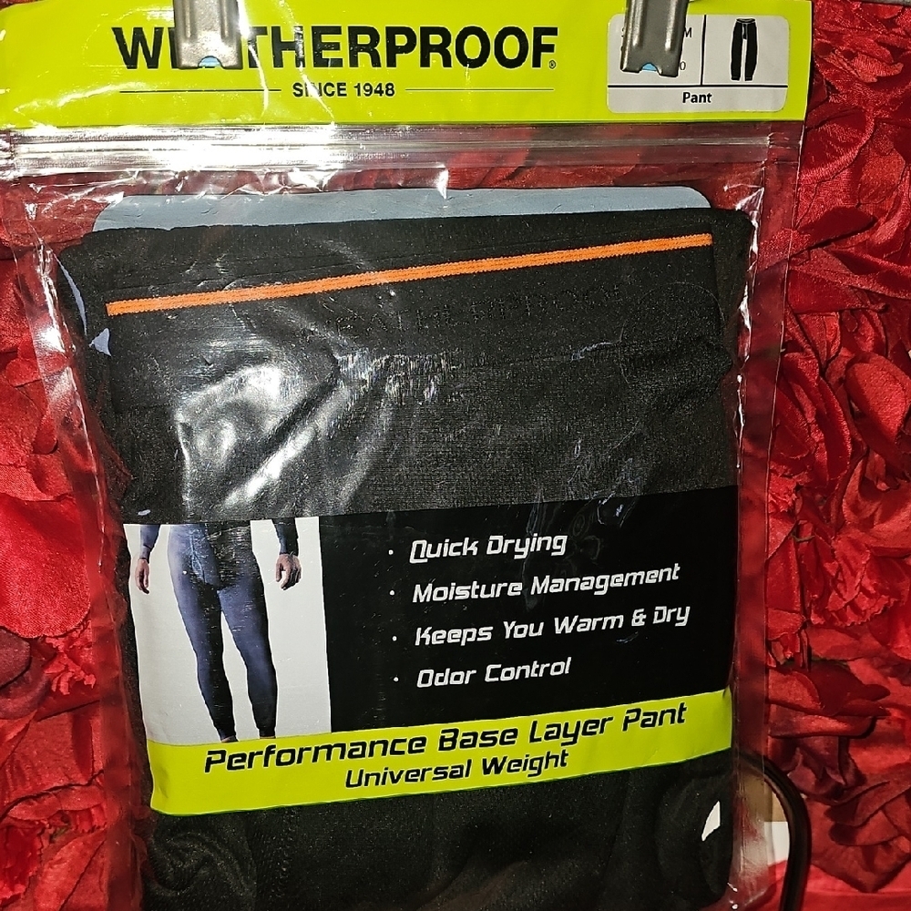 Weatherproof NWT Mens Black Base Layer Pant Size Medium